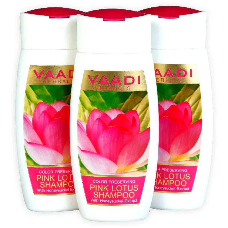 Value Pack of 3 PINK LOTUS SHAMPOO with Honeysuckel Extract - Color Preserving (110mlx3)