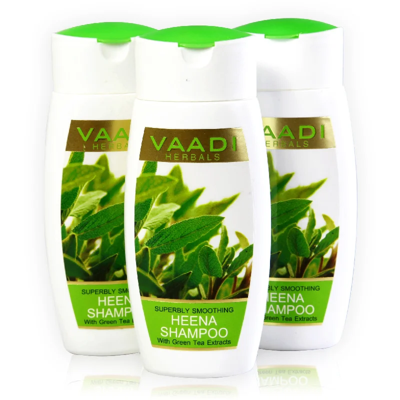 Value Pack of 3 Superbly Smoothing HEENA SHAMPOO with Green Tea Extracts (110mlx3)