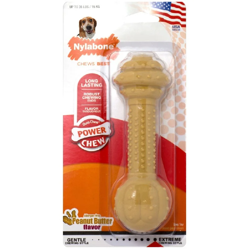 Nylabone DuraChew Peanut Butter Barbell Chew Medium Dog Toy