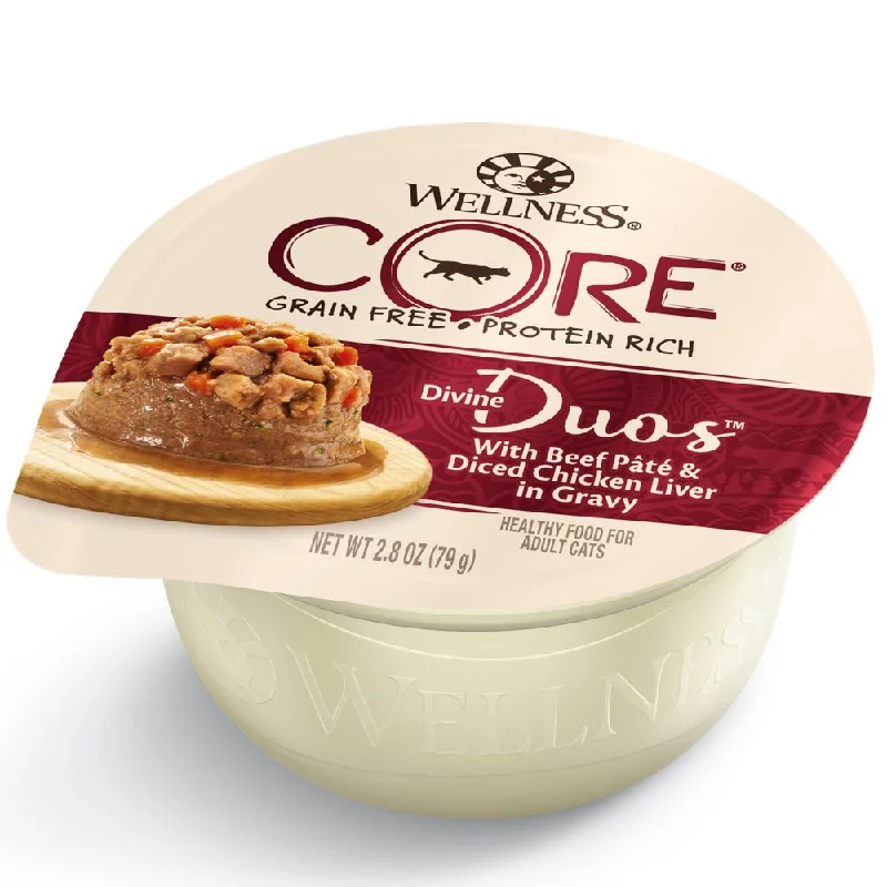 Wellness CORE Divine Duos Beef Pate & Diced Chicken Liver In Gravy Wet Cat Food 2.8oz