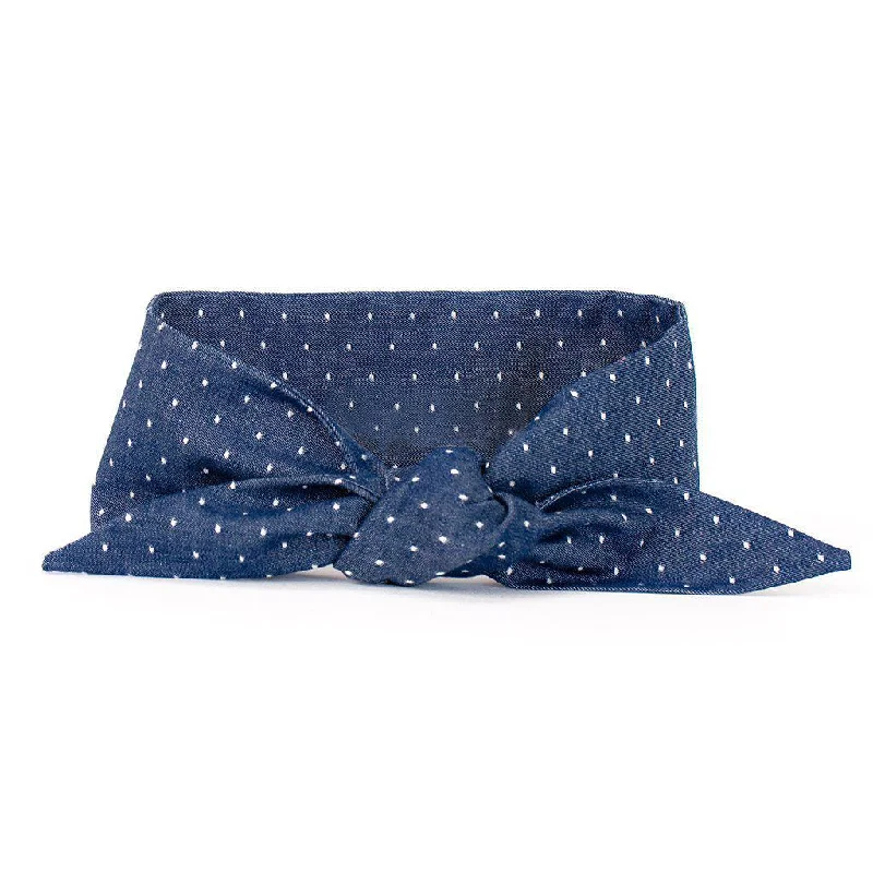 Dog Bandana Necktie Denim Polka Dot