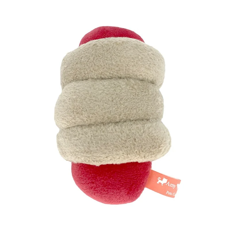 Amy & Carol Hotdog Bun Squeaky Canvas Toy