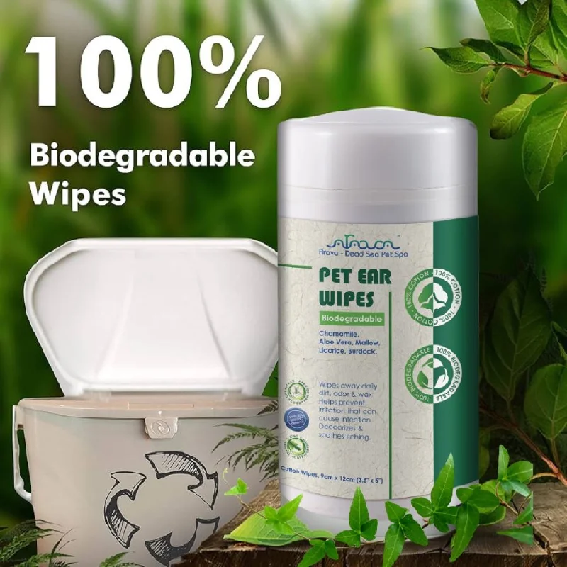 ARAVA Ear Wipes, biorazgradive maramice za čišćenje uha, za pse i mačke, 100kom