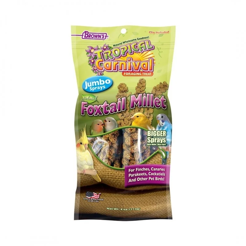 Brown's Tropical Carnival Natural Foxtail Millet Jumbo Spray Bird Treats