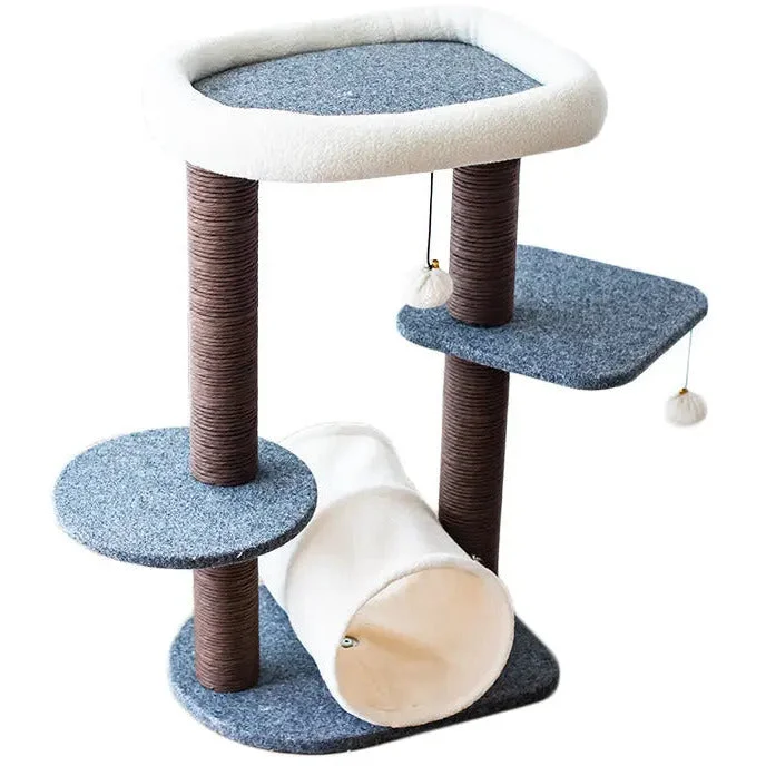 Catry, Lifted Cat Tree Cat Tower with Tunnel and Pom Poms