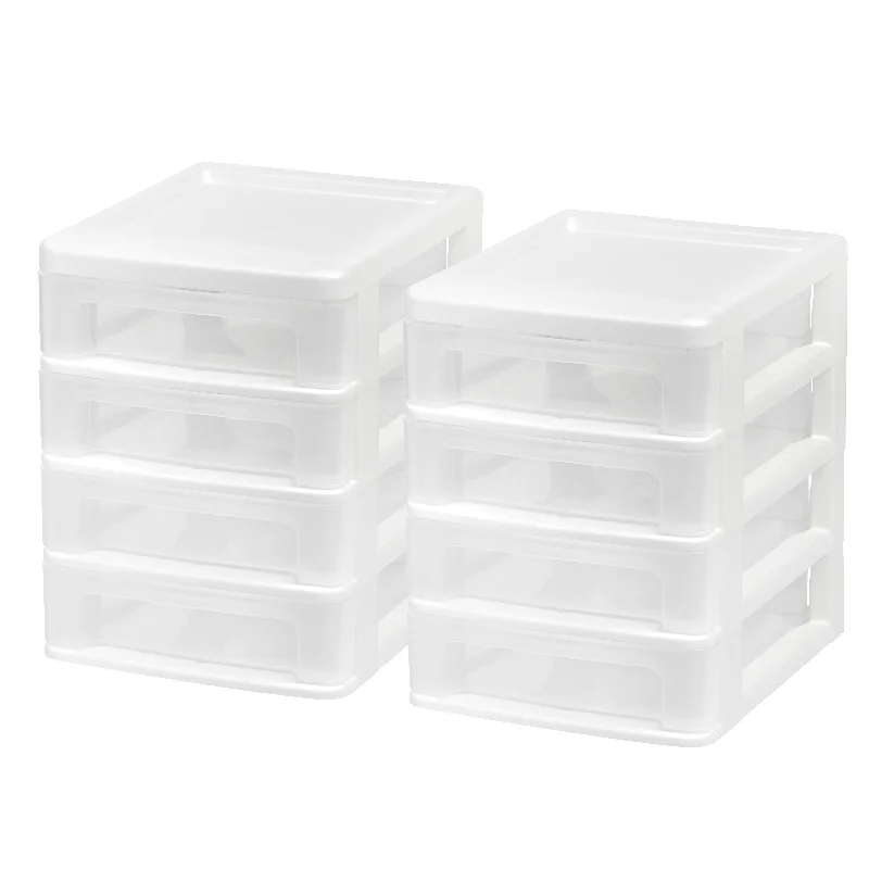 Compact Desktop 4-Drawer System, 2 Pack, White