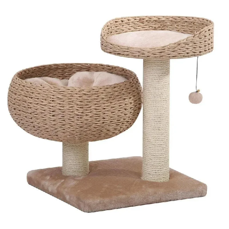 Petpals Cozy Cat Tree with Perch, Bowl, Cushion, and Sisal Scratching Posts