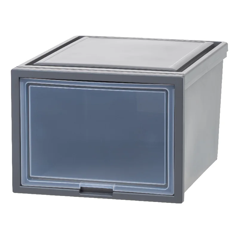 Deep Box Chest with Sliding Door, Gray