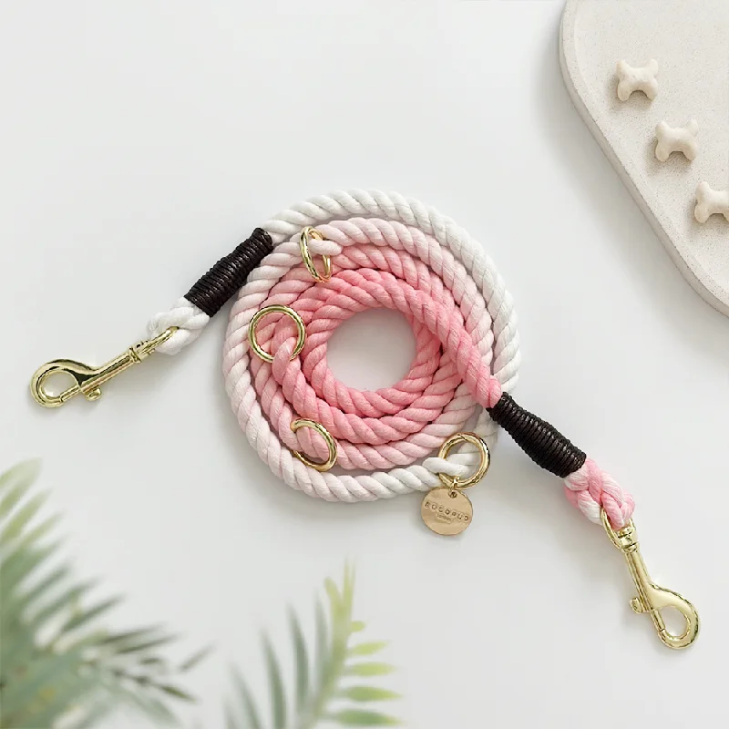 Double Ended Rope Lead - Baby Pink