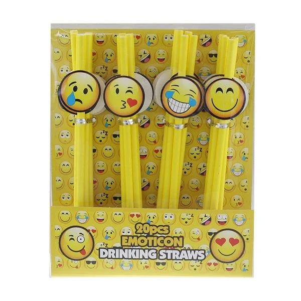 Drinking Straws Emoticon 20 Pk