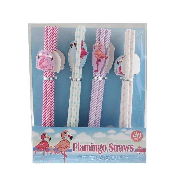 Drinking Straws Flamingo 20 Pk