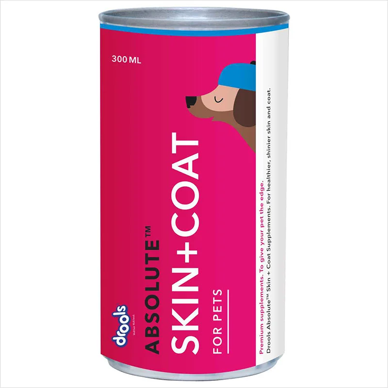 Drools Absolute Skin + Coat Syrup, Dog Supplement