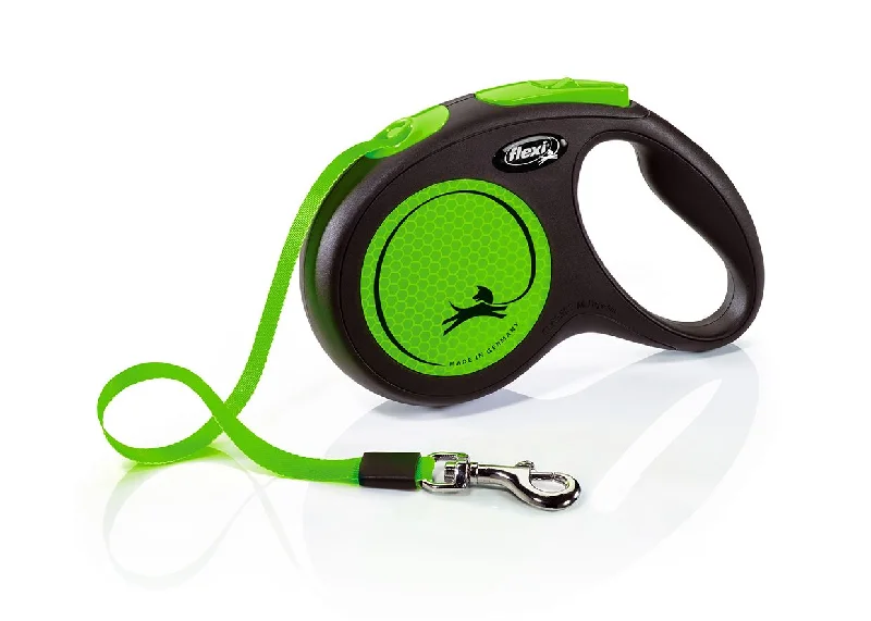 Flexi New Neon Tape Retractable Leash - M/5M-GREEN