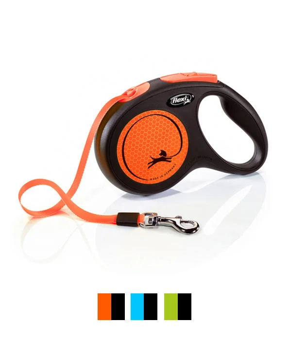 Flexi New Neon Tape Retractable Leash - M/5M-ORANGE