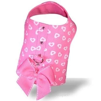 Floating Hearts in Pink Harness Vest- Rhinestones