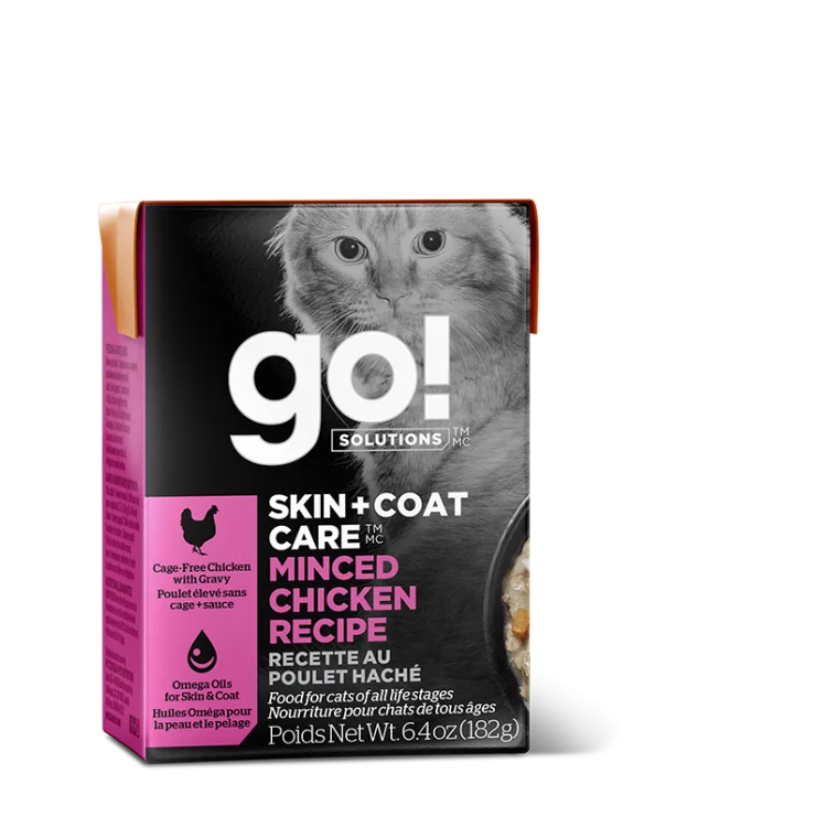 PETCUREAN GO! SOLUTIONS Skin and Coat Care: Minced Chicken with Grains Tetra, 182g (6.4oz)