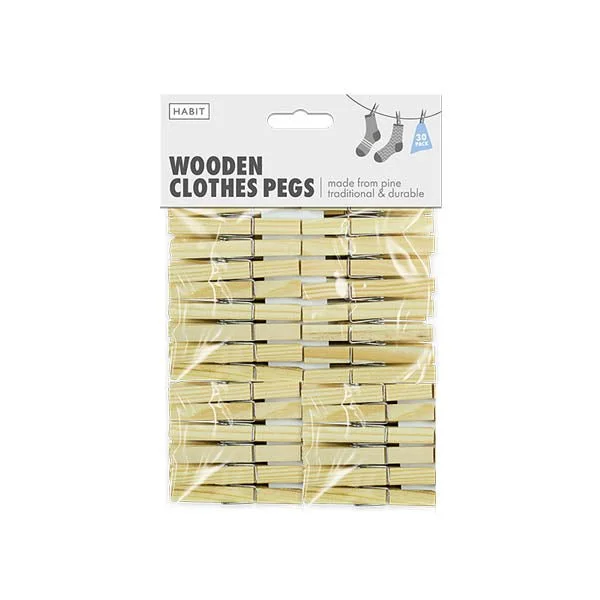 Habit Wooden Clothes Pegs 30 Pack