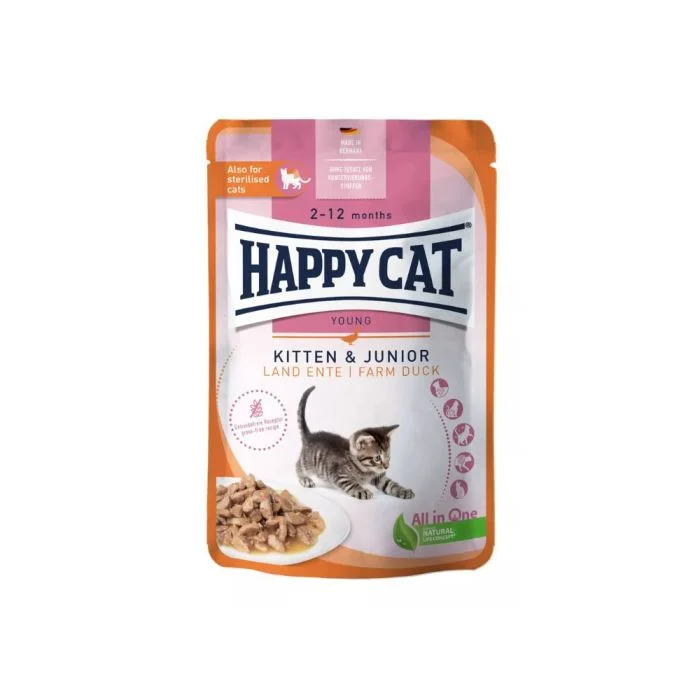 HAPPY CAT SUPREME Vrećica KITTEN&JUNIOR, s pačetinom u umaku, 85g