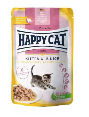 HAPPY CAT SUPREME Vrećica KITTEN&JUNIOR, s peradi u umaku, 85g