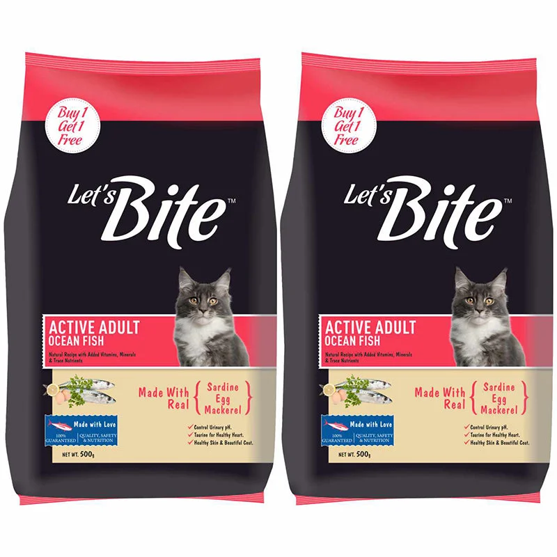 Let's Bite Active Adult (+1 Year) Ocean Fish, Dry Cat Food (Buy 1 Get 1 Free)