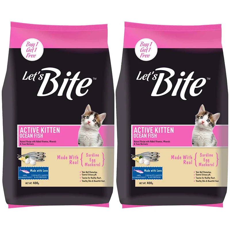 Let's Bite Active Kitten (1 to 12 Months) Ocean Fish, Dry Cat Food (Buy 1 Get 1 Free)