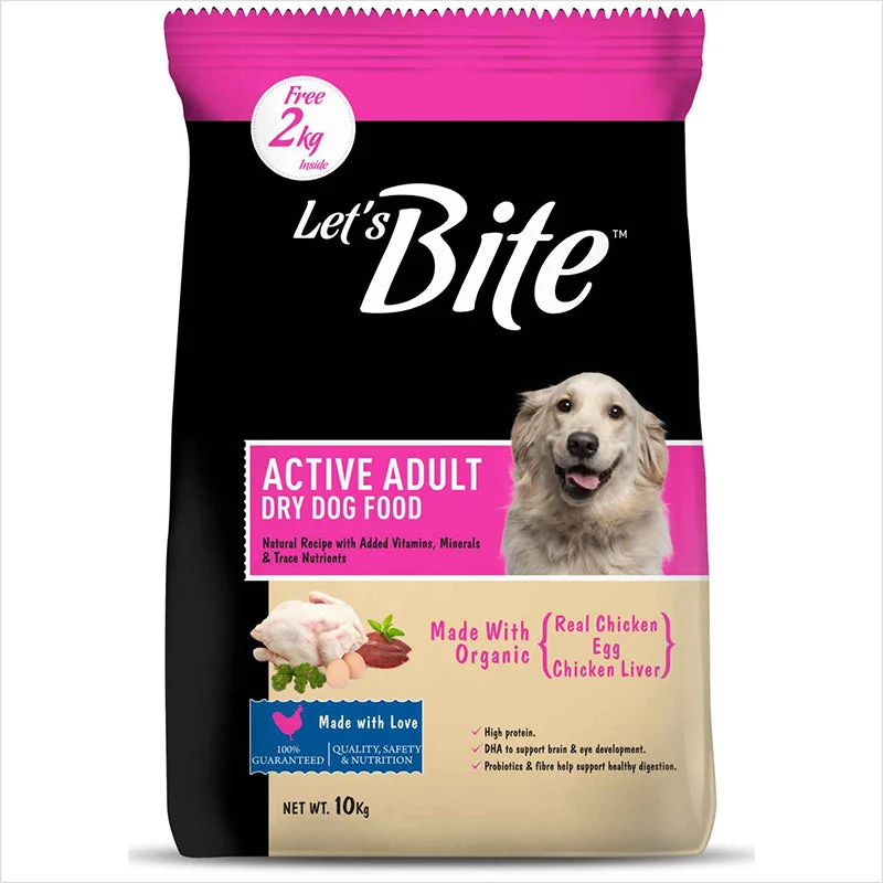 Let's Bite Active Organic Adult Dry Dog Food (+Extra 2 kg Free Inside)