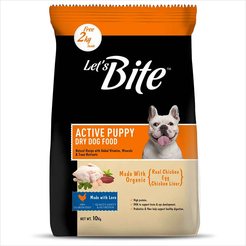 Let's Bite Active Organic Puppy Dry Dog Food (+Extra 2 kg Free Inside)