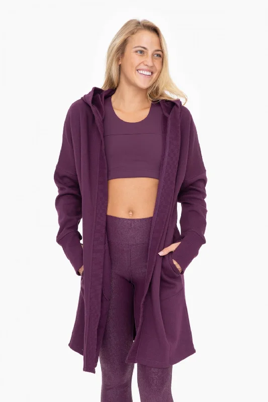 Longline Hoodie Cardigan with Fleece Lining