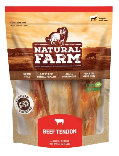 Natural Farm Beef Tendon 4-6" 3-Pack Bag