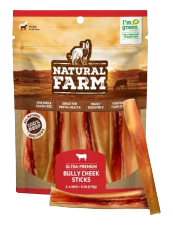 Natural Farm Bully Cheek Sticks 2-4" 6oz Bag