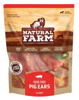 Natural Farm Pig Ears 3-Pack Bag