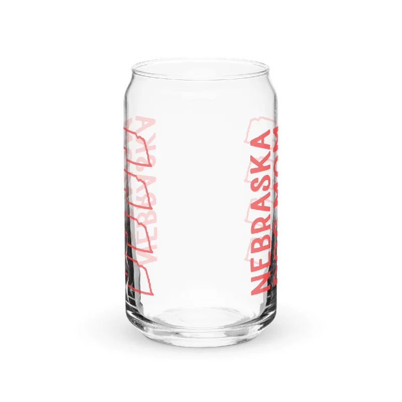 Nebraska Dog Mom can-shaped glassware