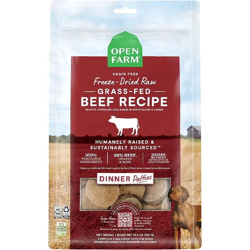 Open Farm Grass Fed Beef Freeze-Dried Raw Patties Dog Food