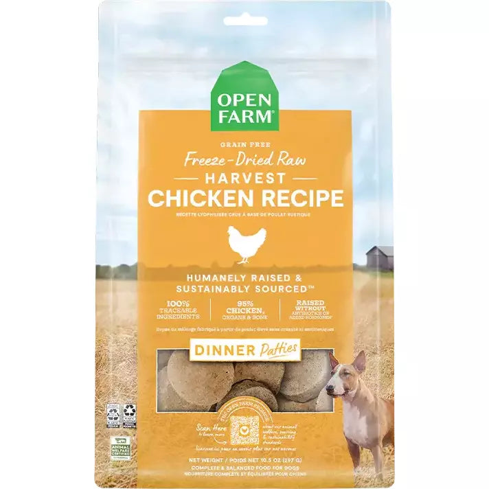 Open Farm Harvest Chicken Freeze-Dried Raw Patties Dog Food