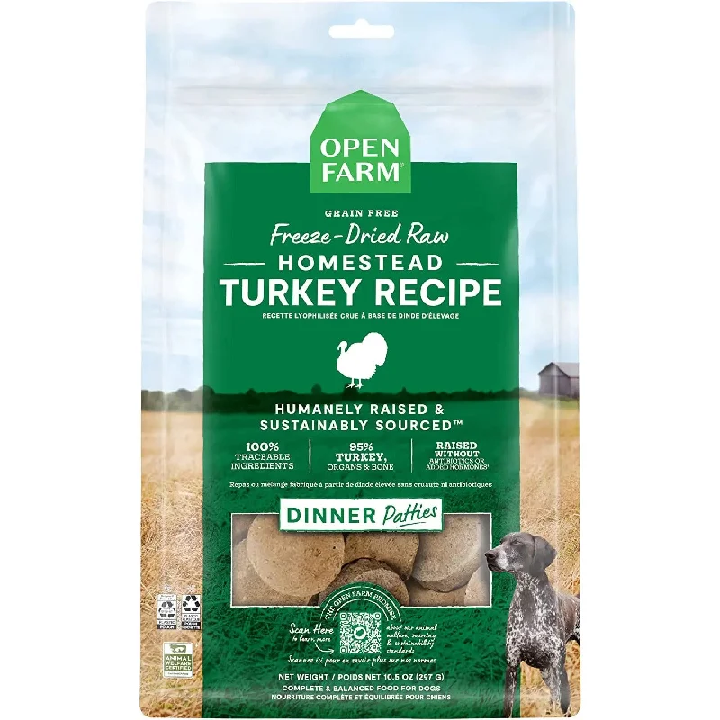 Open Farm Homestead Turkey Freeze-Dried Raw Patties Dog Food