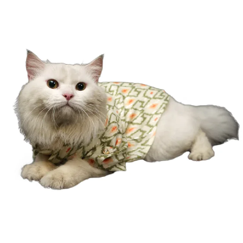 Pawgypets Heritage Summer Kurta for Dogs and Cats (Off White with Orange)