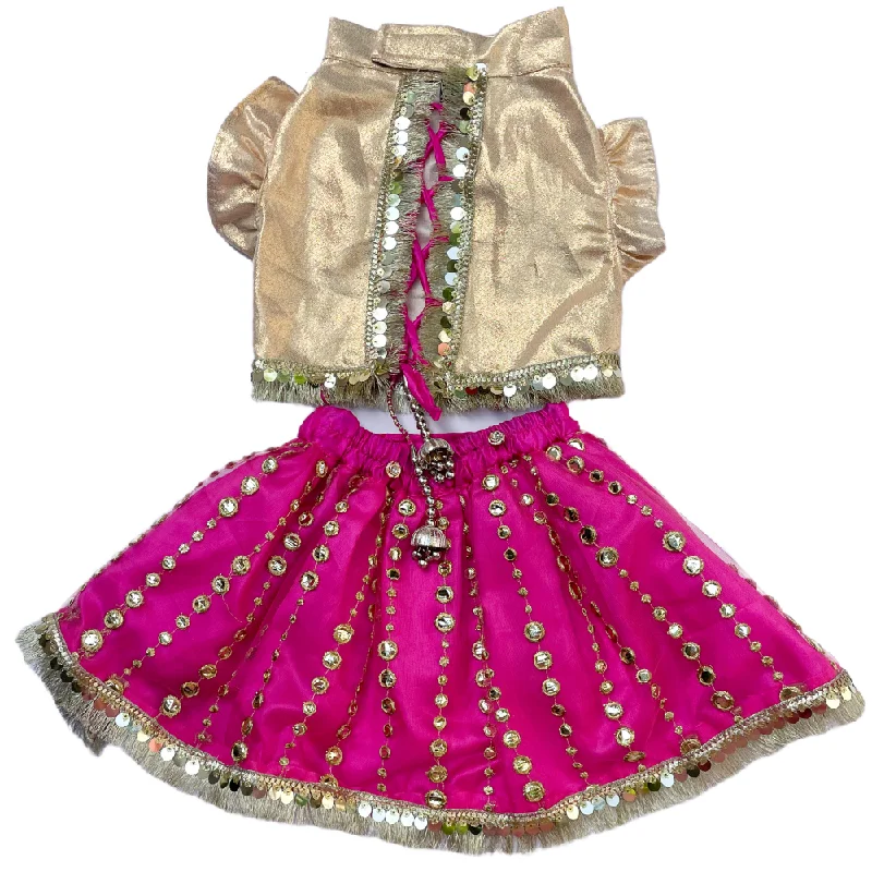 Pawgypets Lehenga for Dogs and Cats (Pink/Golden)