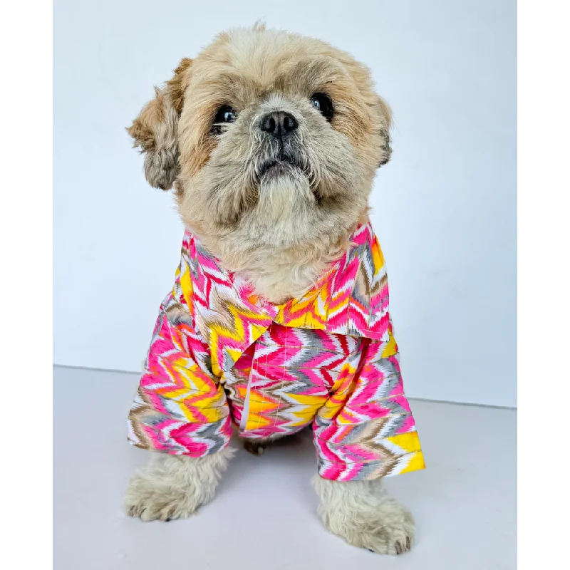 Pawgypets Zig Zag Kurta for Dogs and Cats (Pink)