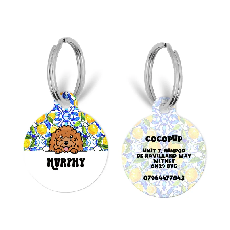 Personalised Dog Cartoon ID Tag - Amalfi Lemon