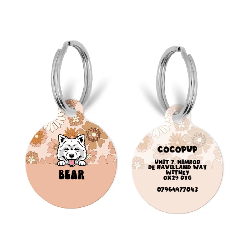 Personalised Dog Cartoon ID Tag - Groovy Florals