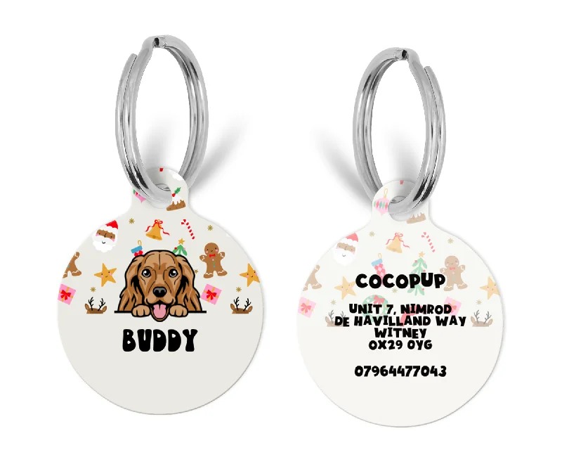 Personalised Dog Cartoon ID Tag - Christmas Pawty