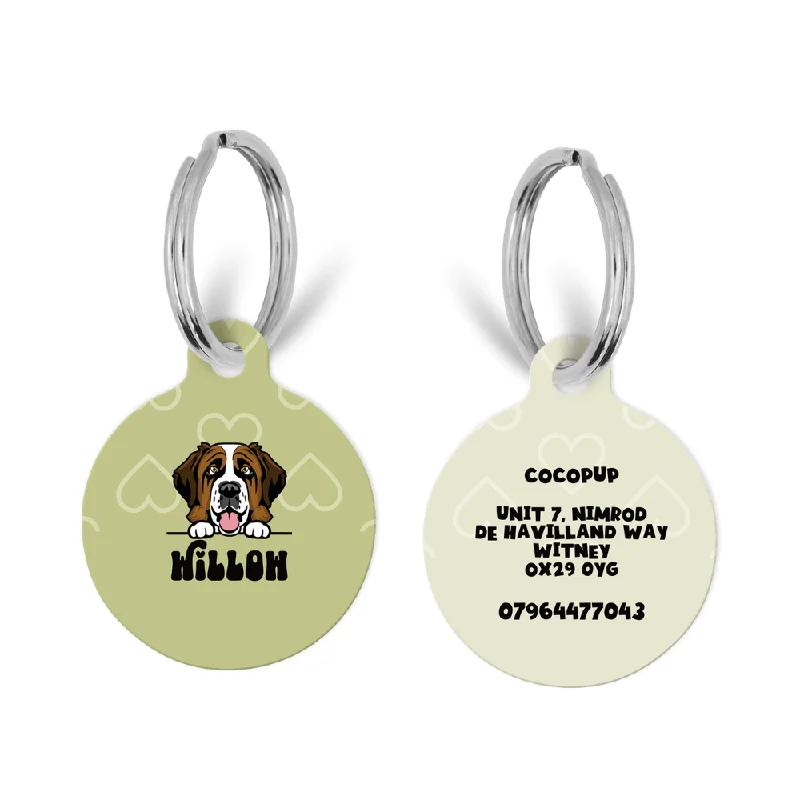 Personalised Dog Cartoon ID Tag - Sage Heart