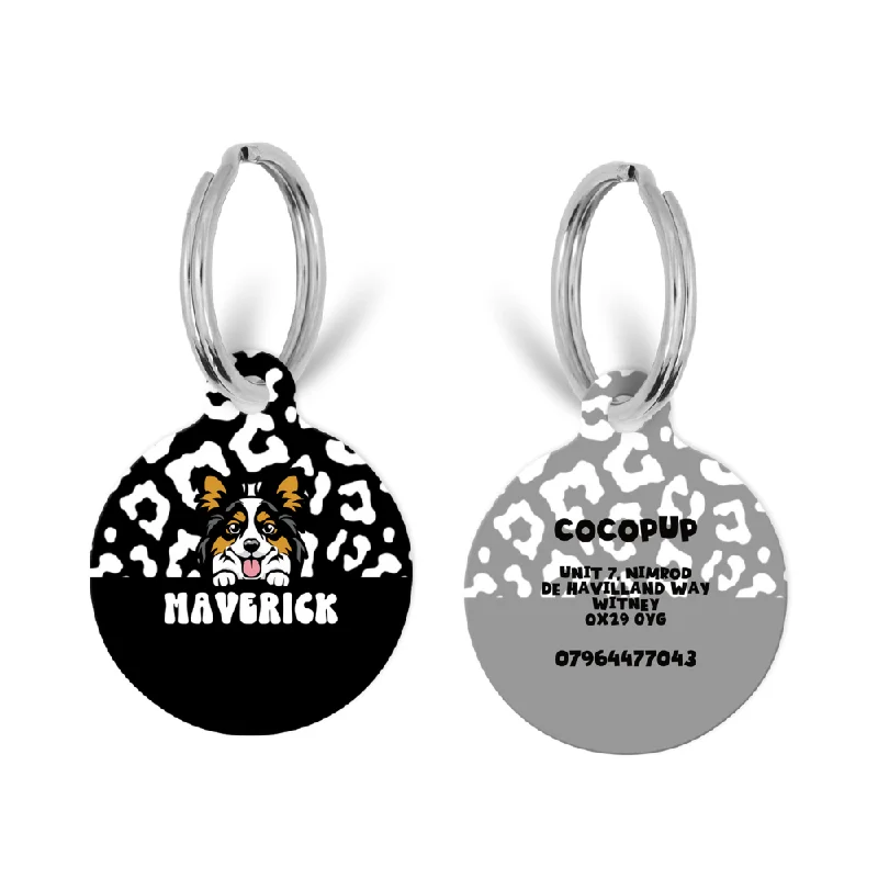 Personalised Dog Cartoon ID Tag - Black Leopard