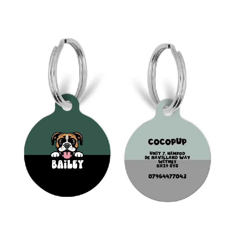 Personalised Dog Cartoon ID Tag - Khaki