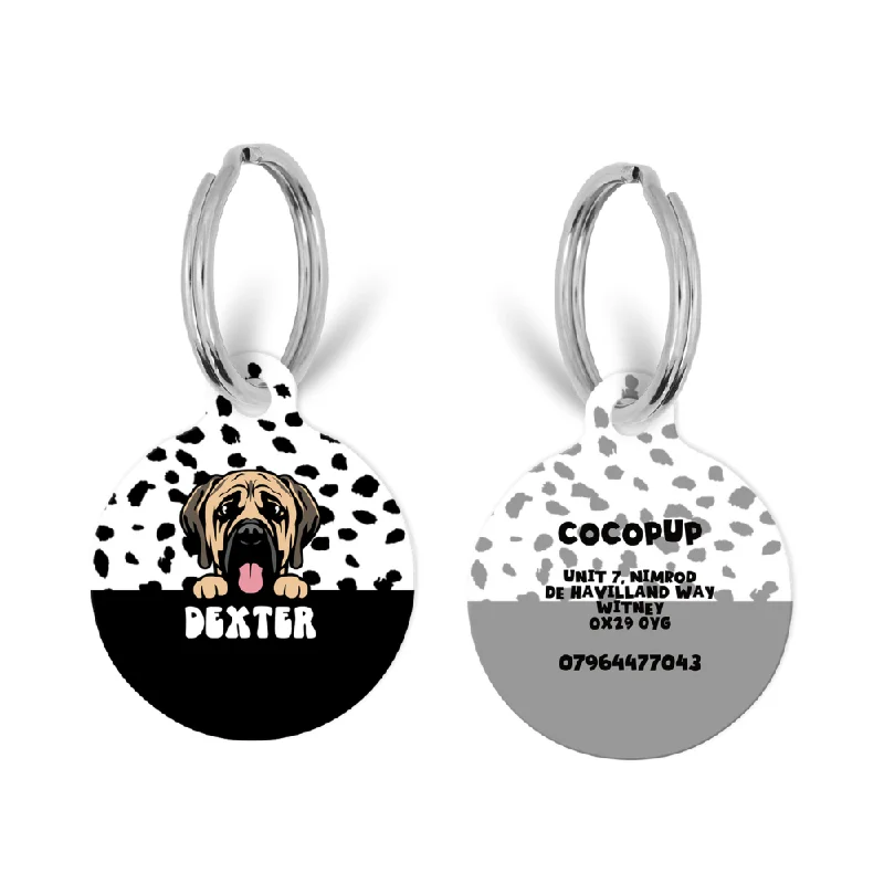 Personalised Dog Cartoon ID Tag - Monochrome Spots