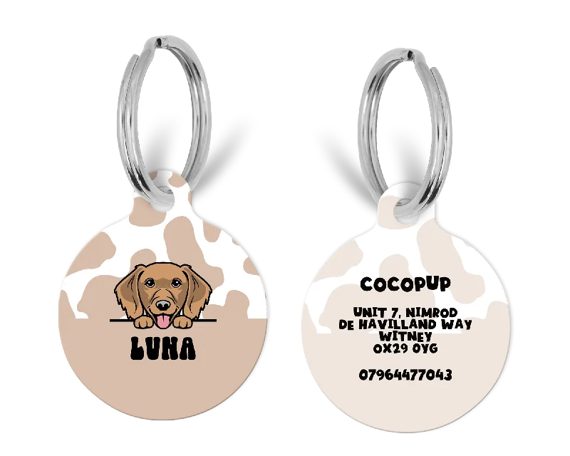 Personalised Dog Cartoon ID Tag - Nude Cow