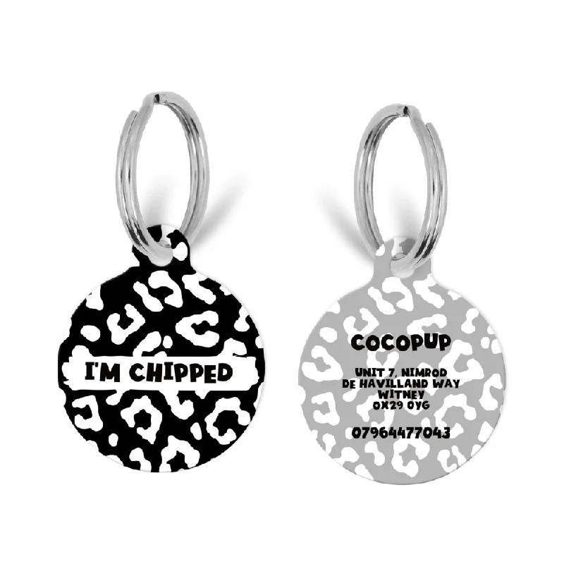 Personalised Text ID Tag - Black Leopard