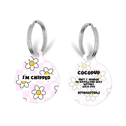 Personalised Text ID Tag - Daisy Gingham Rave