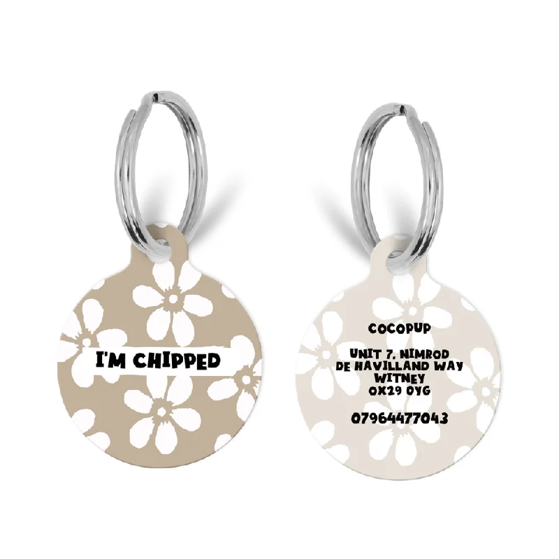 Personalised Text ID Tag - Mocha Flower