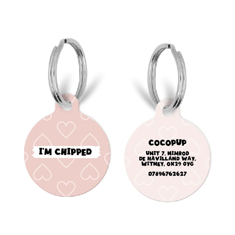 Personalised Text ID Tag - Pink Heart